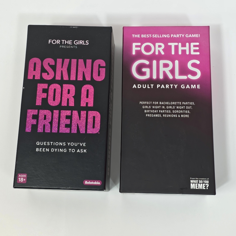 For The Girls + Asking For A Friend Adult Party Games Card Bundle Set Relatable